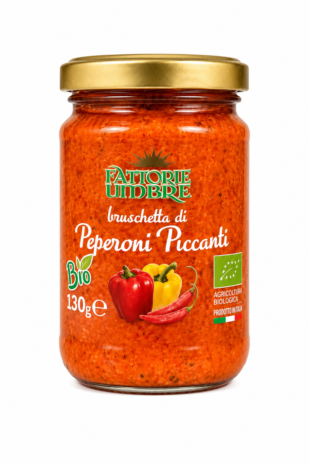 Fattorie Umbre Bruschetta di Peperoni Piccanti BIO – Scharfe Bio-Paprikacreme 130 g