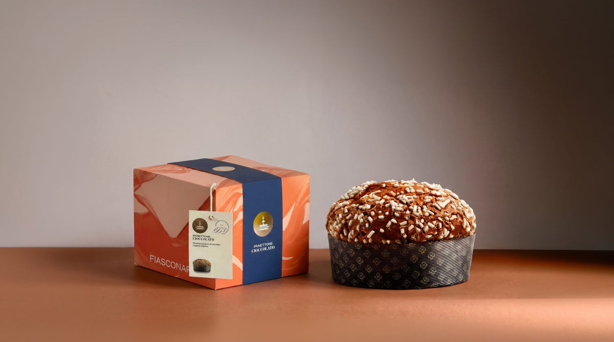 Fiasconaro Schokoladen-Panettone 750 g – Produkt und Geschenkbox