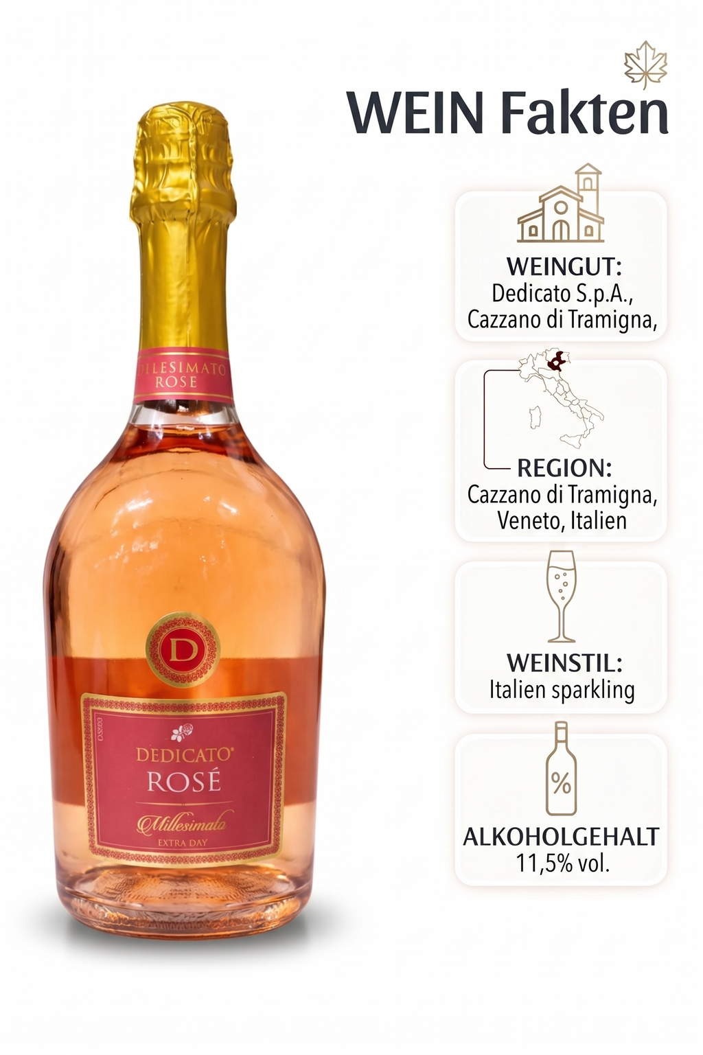 Dedicato Millesimato Rosé Extra Dry – Feinfruchtiger Jahrgangs-Schaumwein 750ml