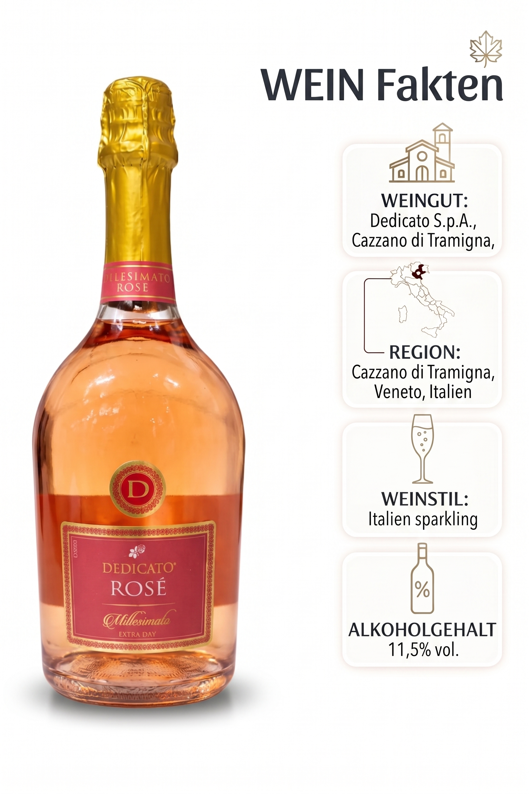 Dedicato Millesimato Rosé Extra Dry – Feinfruchtiger Jahrgangs-Schaumwein 750ml