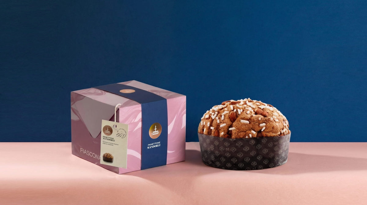 Fiasconaro Mandel-Panettone 750 g – Produkt und Geschenkbox