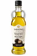 Sabatino Olivenöl mit schwarzem Trüffelaroma 250 ml in Amphorenflasche auf weißem Hintergrund