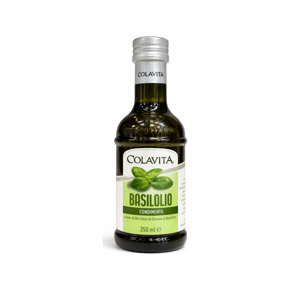 Colavita Basilolio – Aromatisches Olivenöl mit frischem Basilikum aus Italien 250 ml – Produktabbildung vor weißem Hintergrund