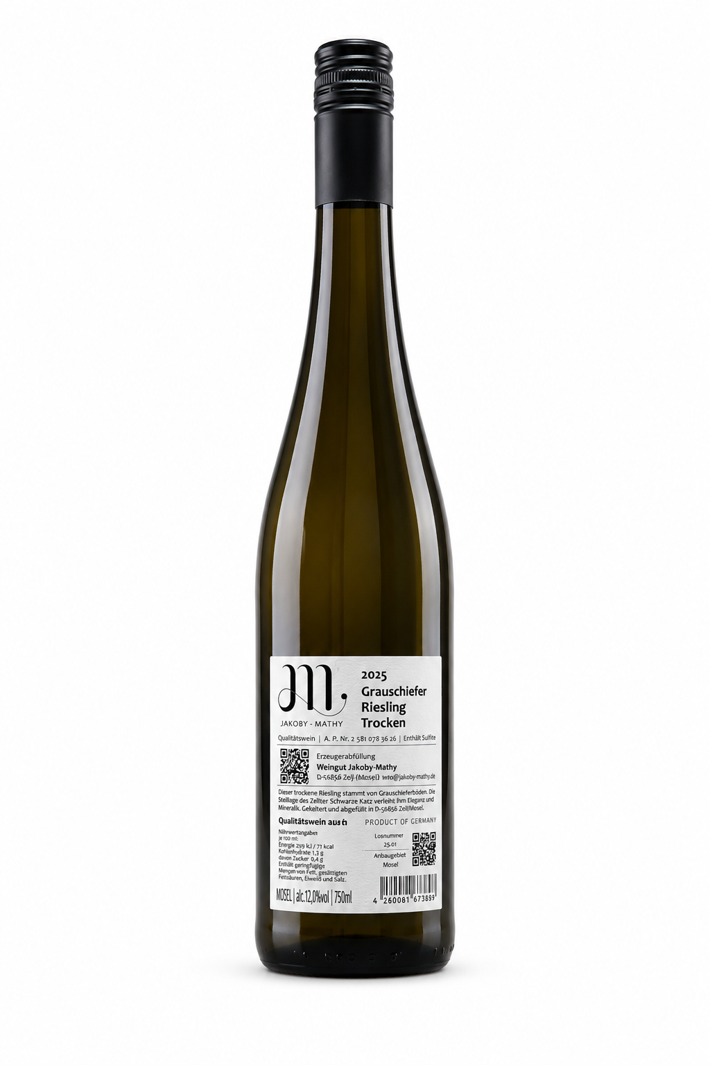 Jakoby-Mathy Grauschiefer Riesling 0,75 l – Produktansicht 2