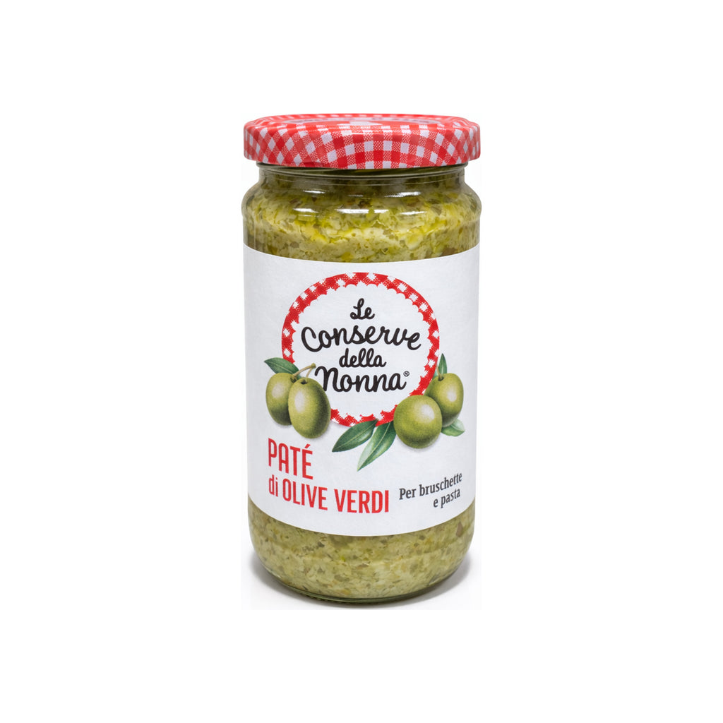 Paté di Olive Verdi 190 g vor weißem Hintergrund
