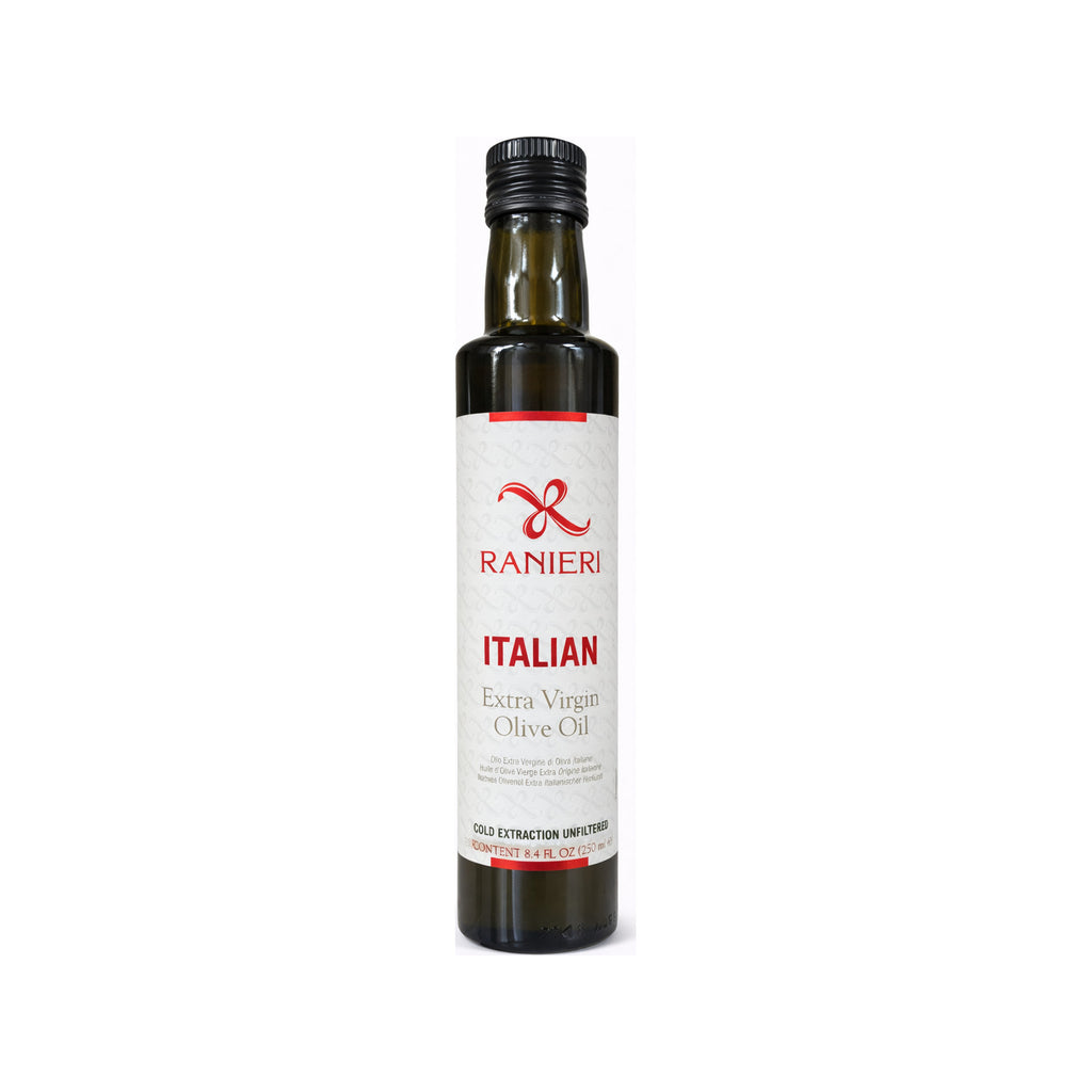 Ranieri Natives Olivenöl Extra – Italienisches Olivenöl, ungefiltert & kalt extrahiert, 250 ml – Produktabbildung vor weißem Hintergrund