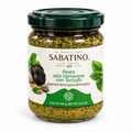 Sabatino Pesto alla Genovese con Tartufo 180 g – Glas vor weißem Hintergrund