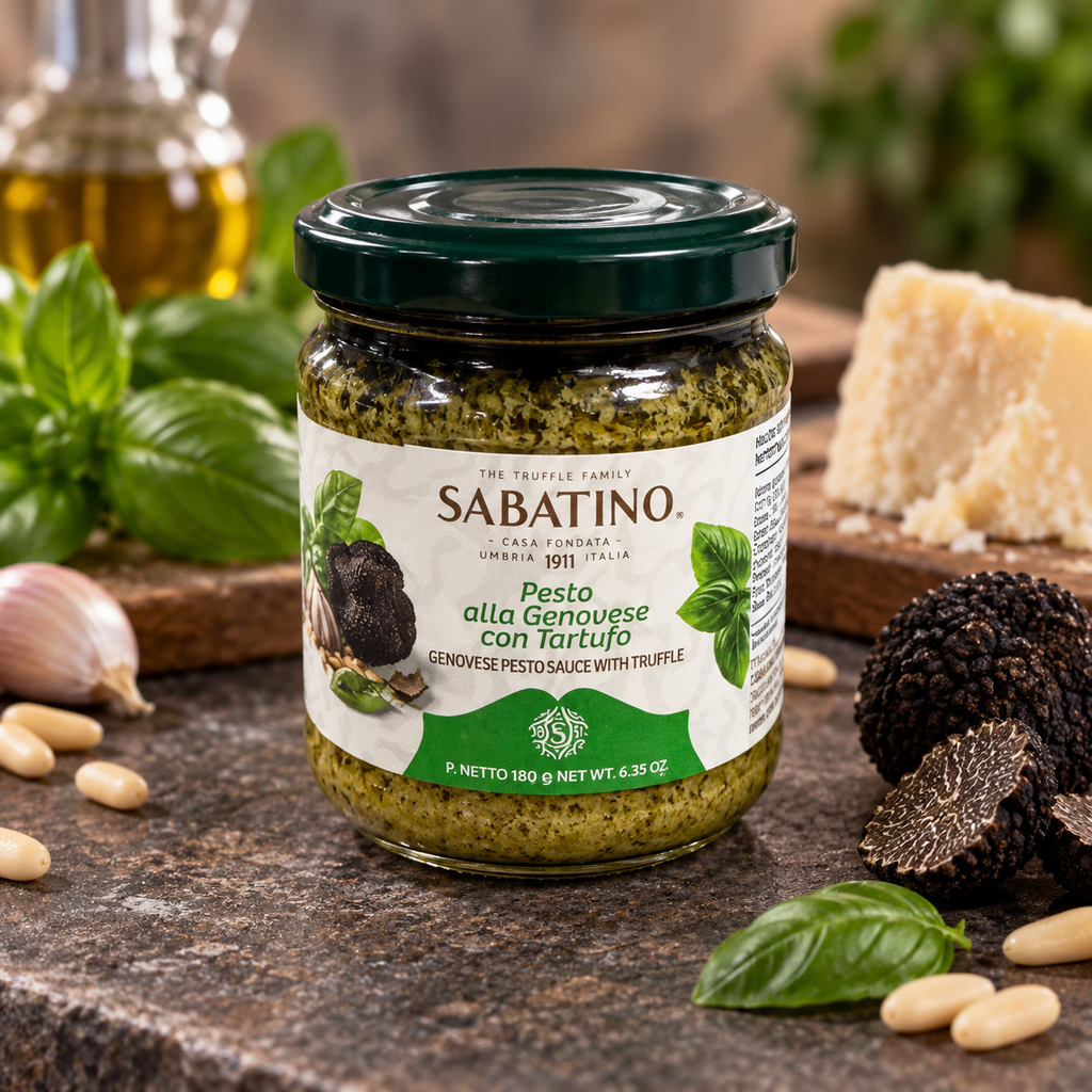 Sabatino Pesto Genovese mit Trüffel, Basilikum, Käse und Pinienkernen